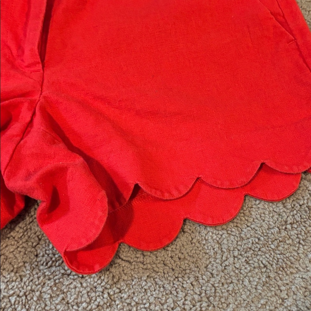 J. Crew Red Scallop-Hem High-Waist Shorts - Picture 3 of 3